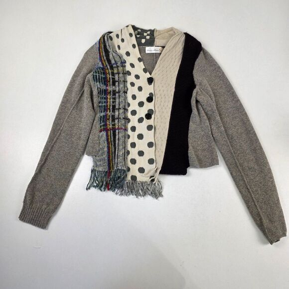 Anthropologie Sweaters - Anthropolgie Charlie & Robin Cardigan Sweater Patchwork Print Polka Dot Fringe S